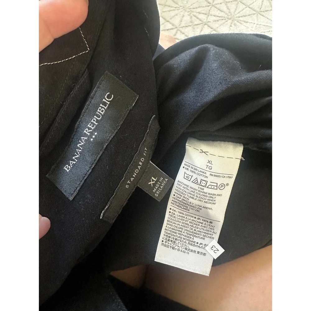 Banana Republic Mens Black Cotton Long Sleeve Utility Shirt Jacket Shacket XL